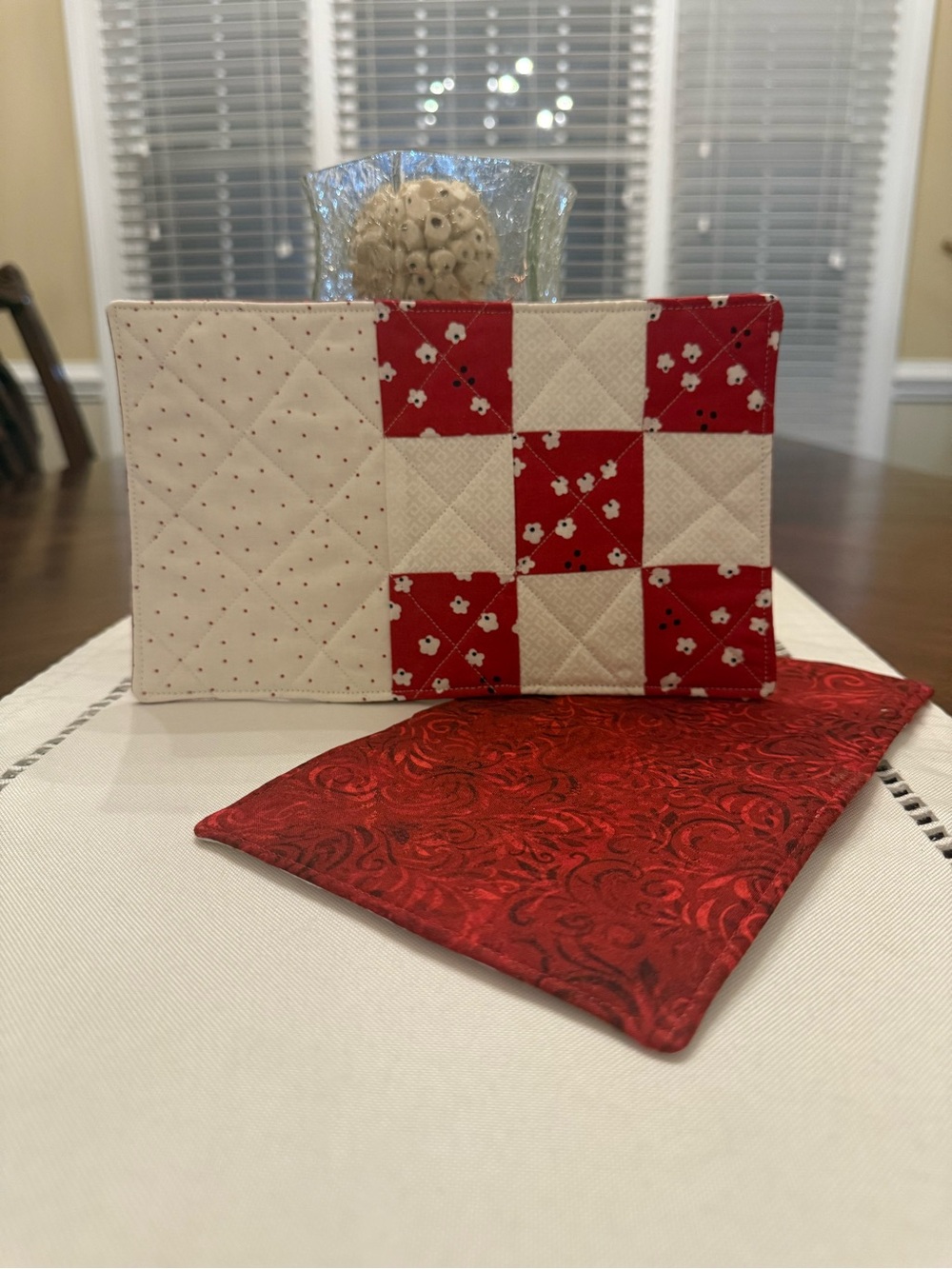 Set of 2 Handmade Quilted Mug Rugs (5.5inches x 9.5inches).
